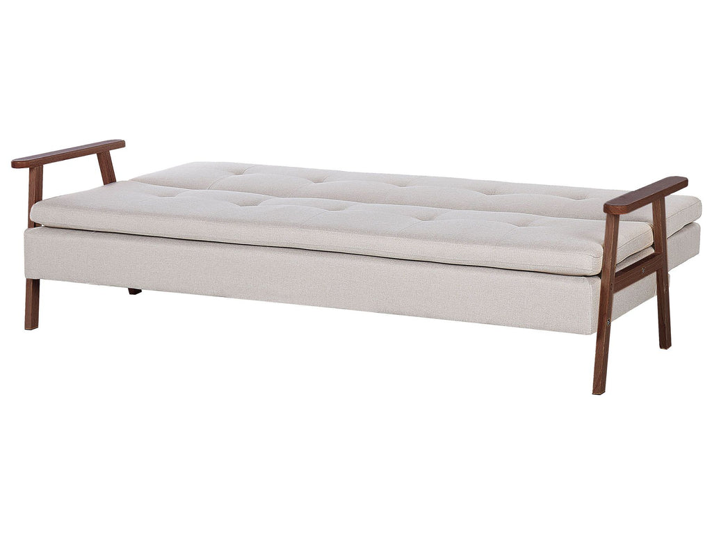 Sofa Bed TJORN Fabric Beige 3 Seater