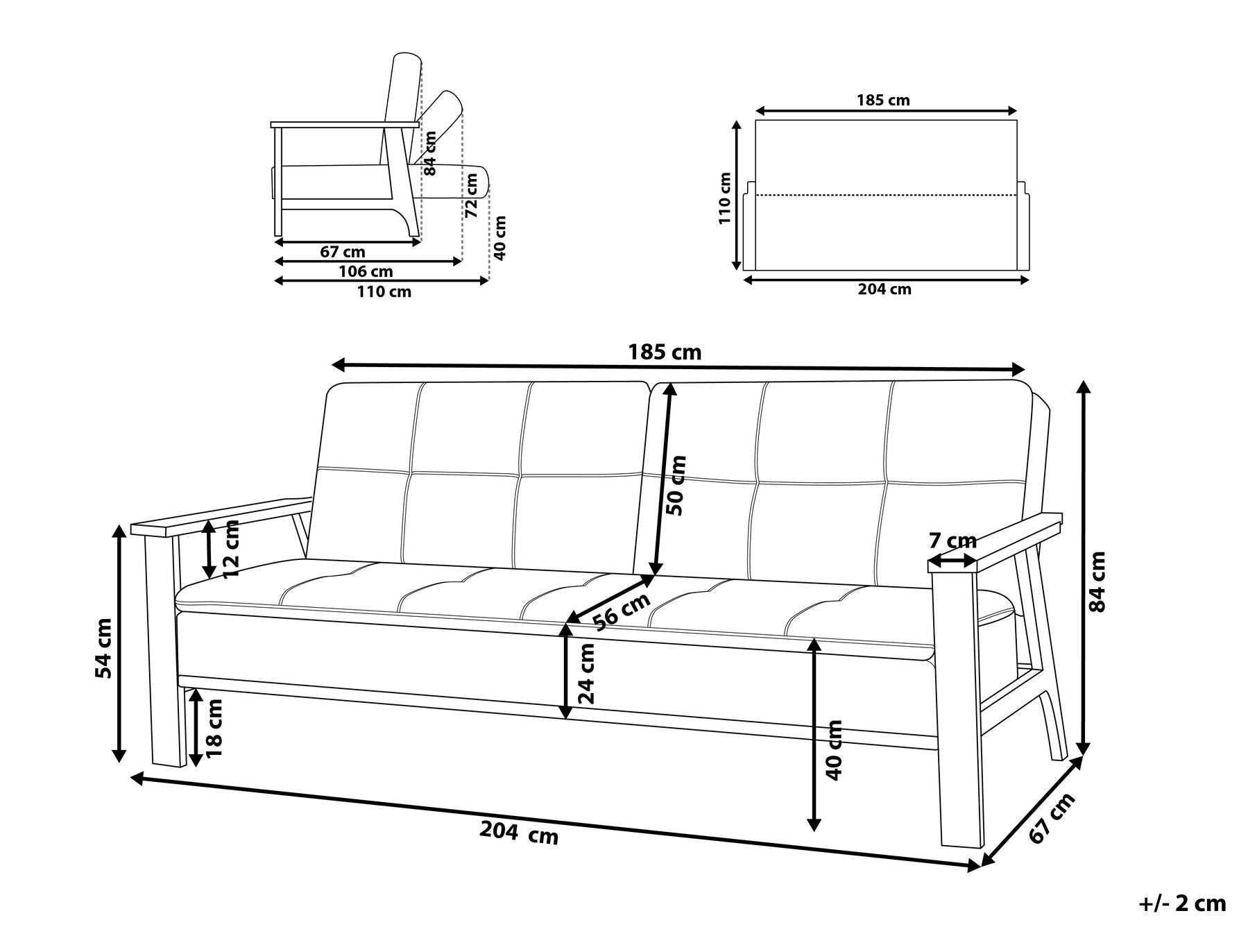Sofa Bed TJORN Fabric Beige 3 Seater