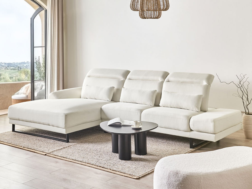 Corner Sofa IKAST Fabric Off-White 4 Seater Right Hand