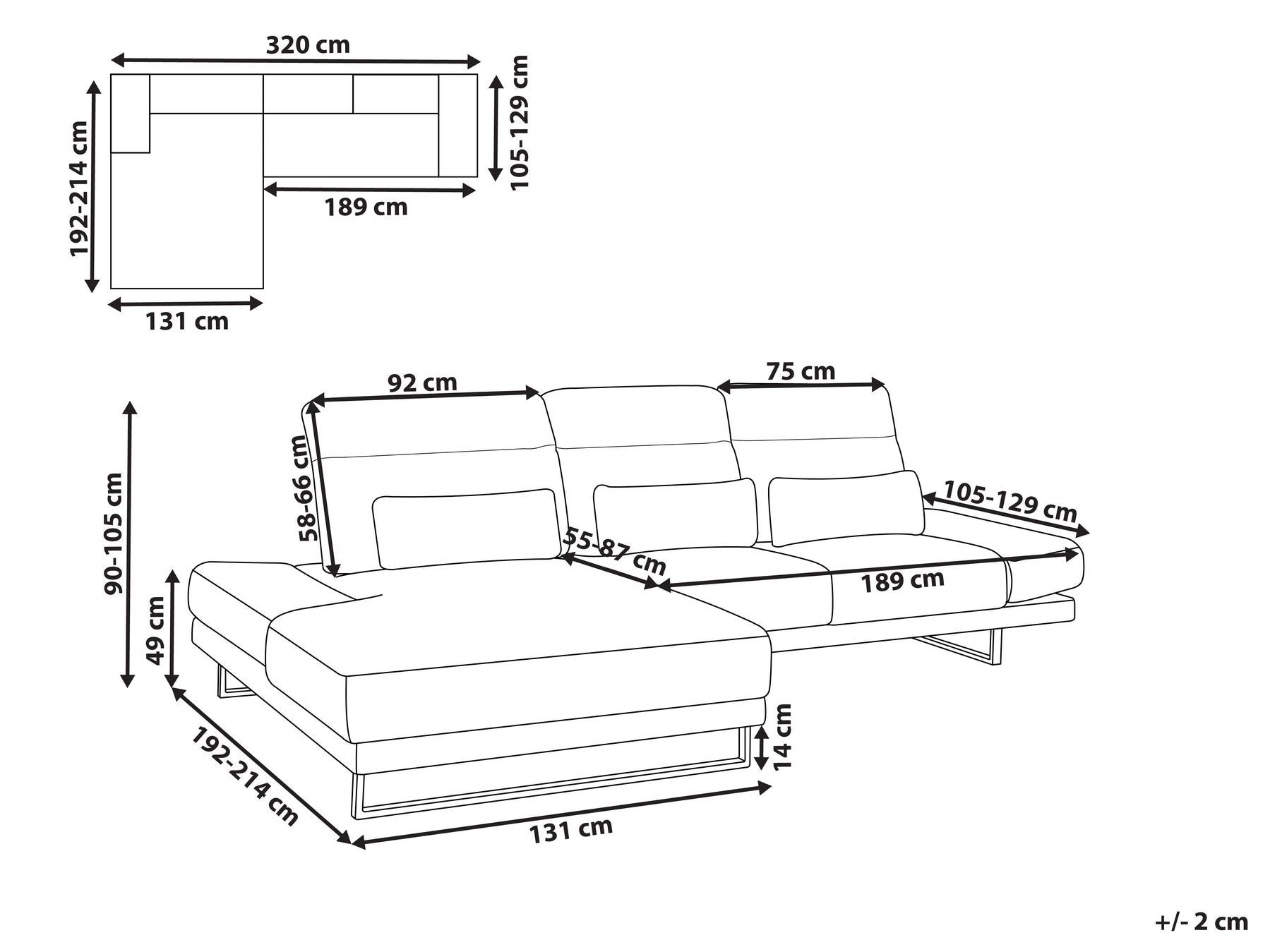 Corner Sofa IKAST Fabric Off-White 4 Seater Right Hand