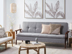 Sofa Bed TJORN Fabric Light Grey 3 Seater