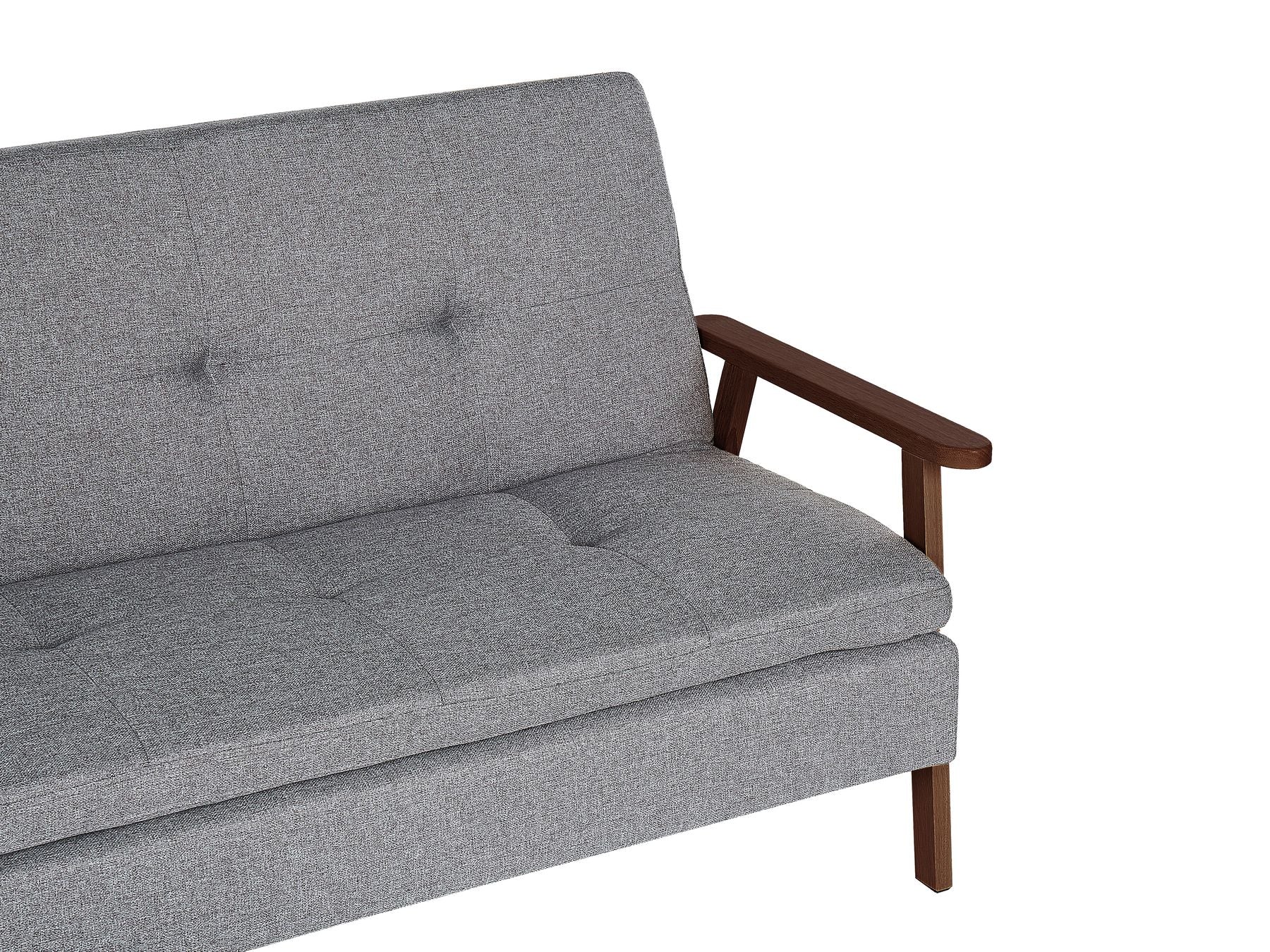 Sofa Bed TJORN Fabric Light Grey 3 Seater