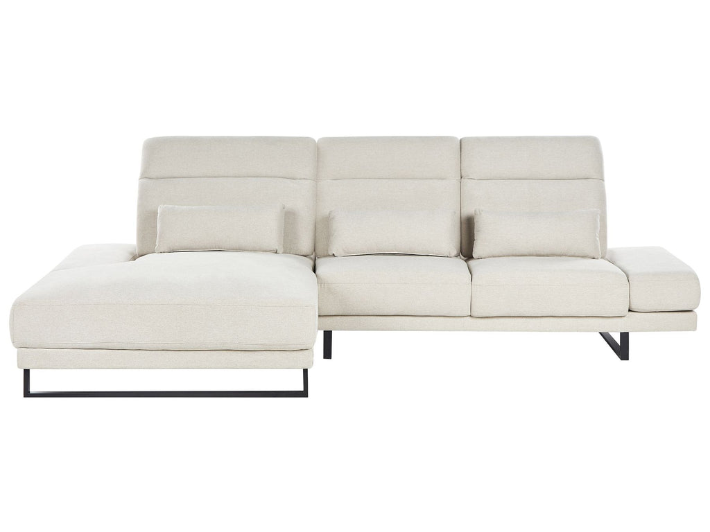 Corner Sofa IKAST Fabric Light Beige 4 Seater Right Hand