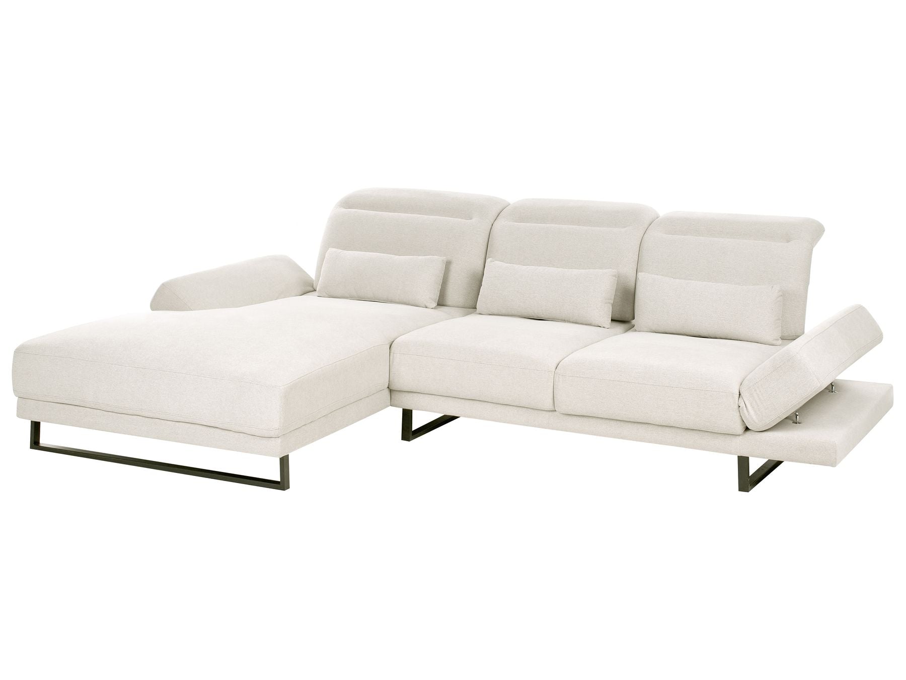 Corner Sofa IKAST Fabric Light Beige 4 Seater Right Hand