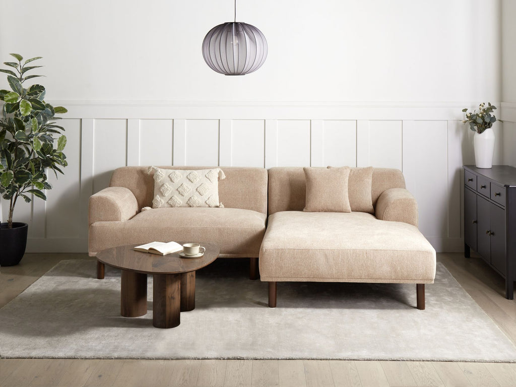 Corner Sofa HOLT Fabric Beige 3 Seater Left Hand