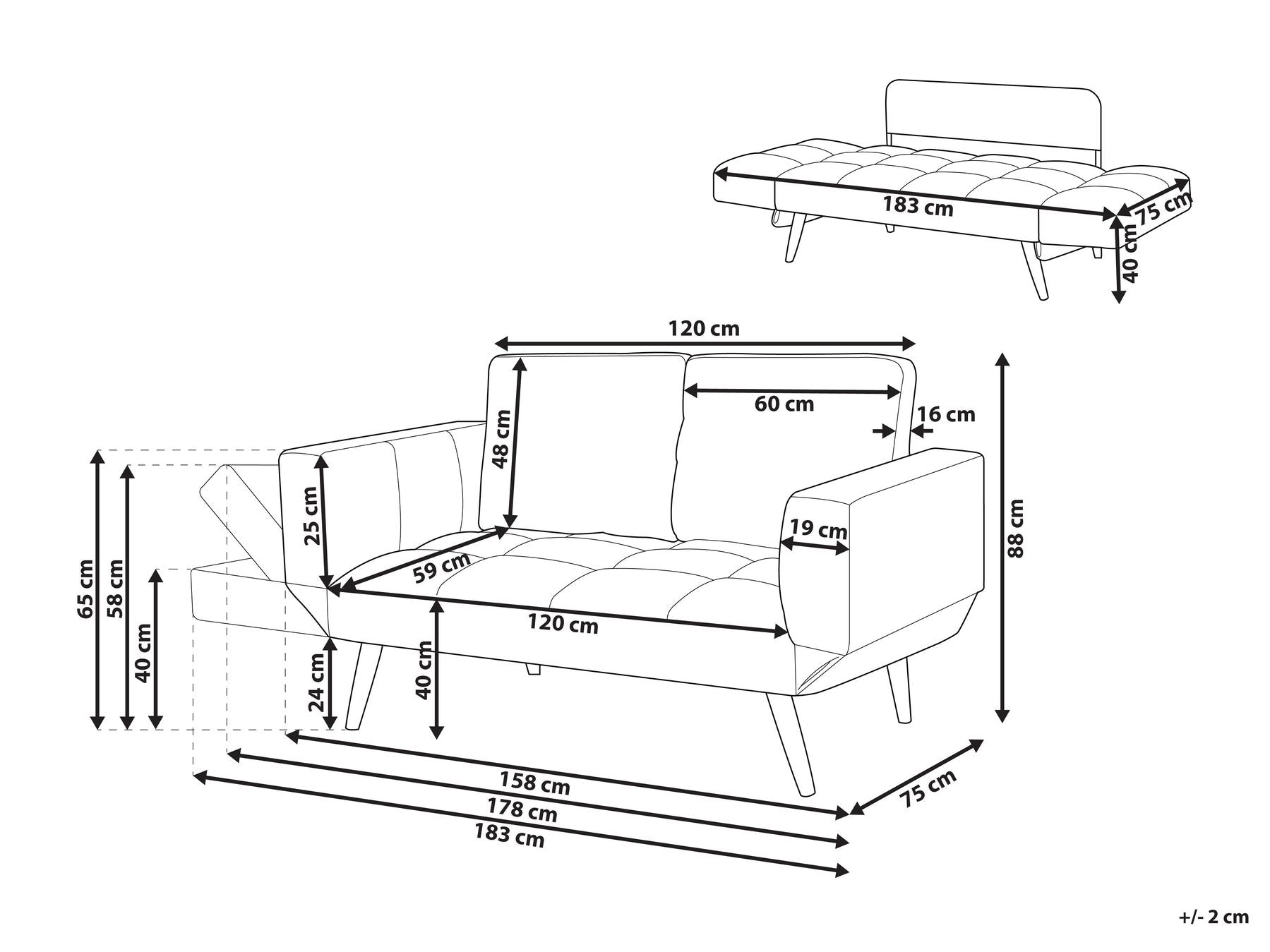 Boucle Sofa Bed Brown BREKKE