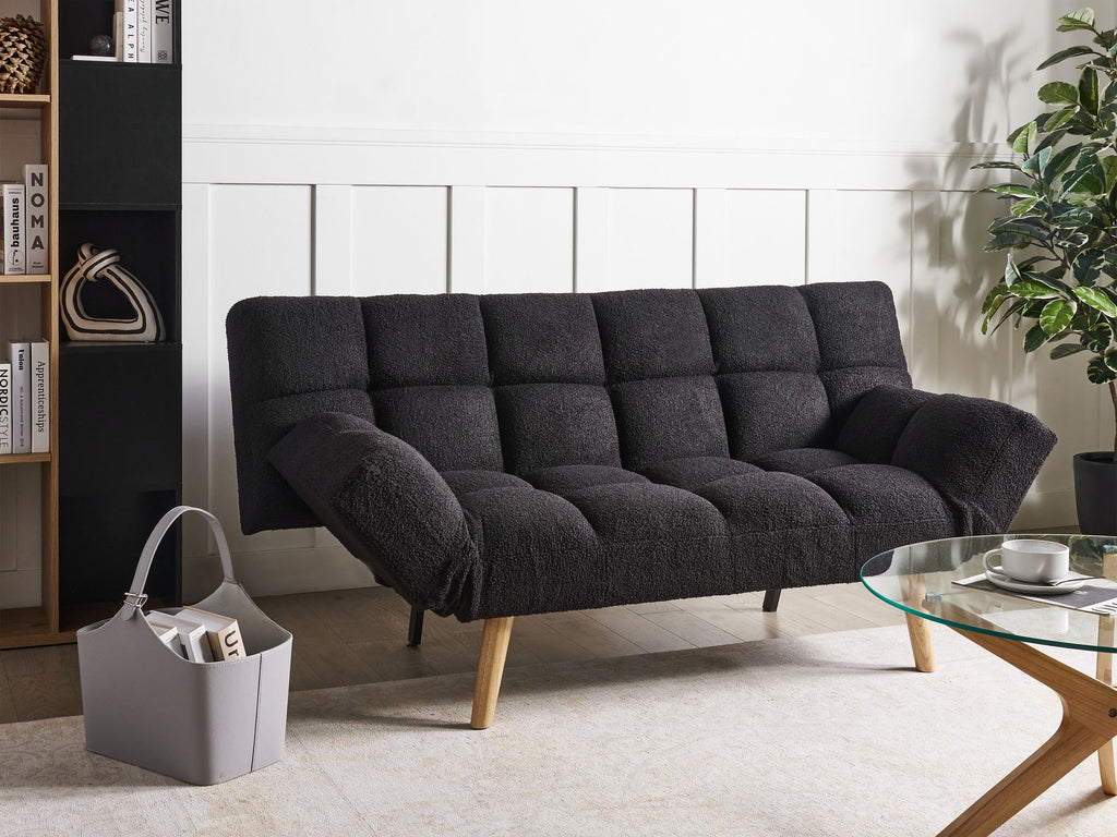 Sofa Bed INGARO Boucle Black 2 Seater