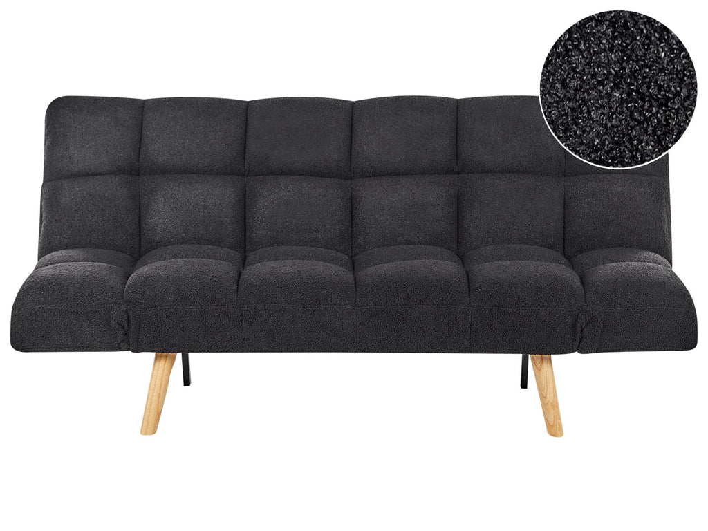 Sofa Bed INGARO Boucle Black 2 Seater