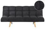 Sofa Bed INGARO Boucle Black 2 Seater