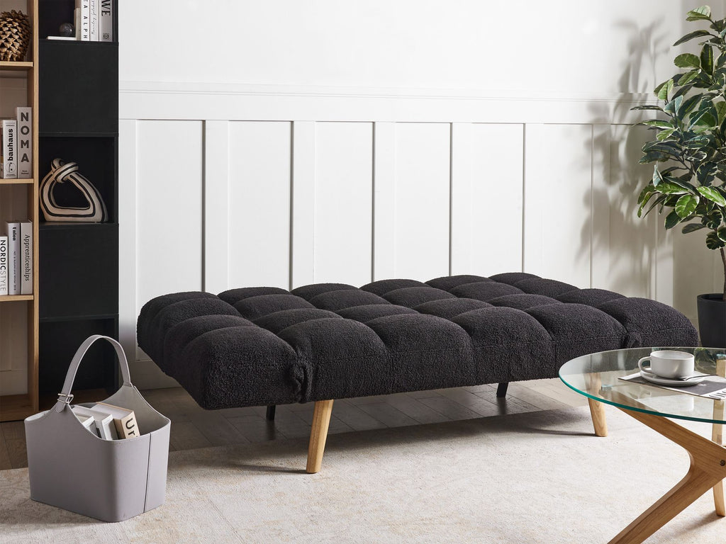 Sofa Bed INGARO Boucle Black 2 Seater