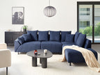 Corner Sofa LUNNER Corduroy Dark Blue 4 Seater Left Hand