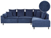 Corner Sofa Corduroy Dark Blue 4 Seater Left Hand