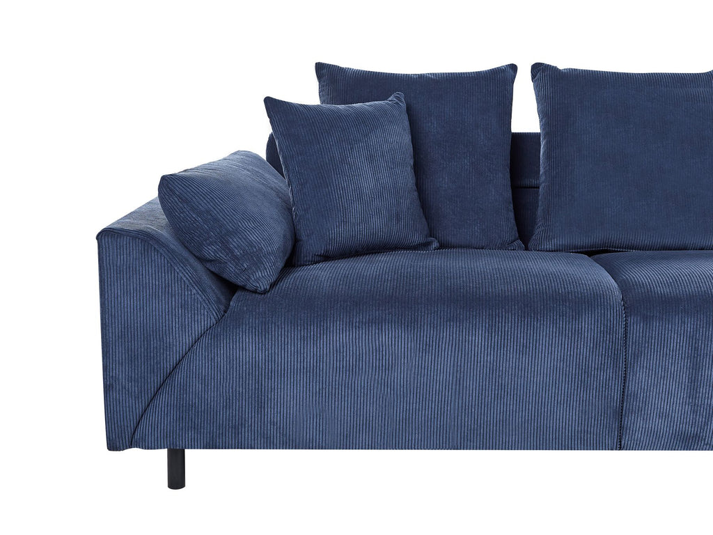 Corner Sofa LUNNER Corduroy Dark Blue 4 Seater Left Hand