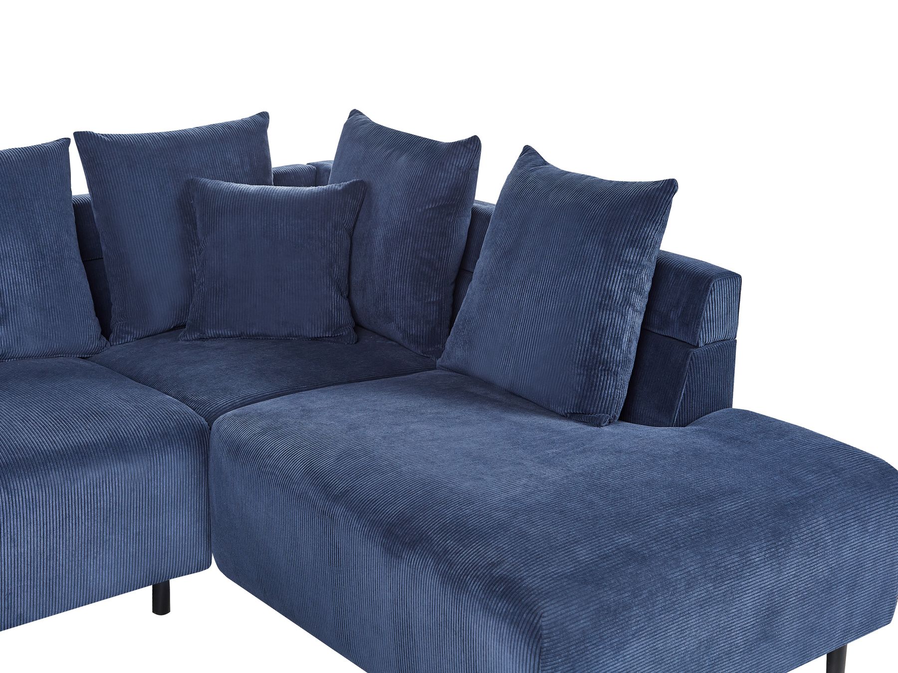 Corner Sofa LUNNER Corduroy Dark Blue 4 Seater Left Hand