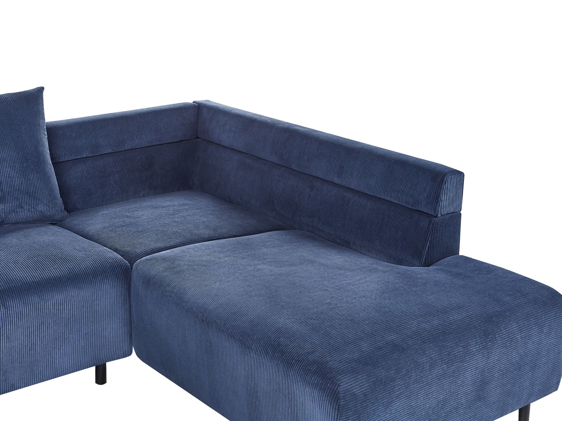 Corner Sofa LUNNER Corduroy Dark Blue 4 Seater Left Hand