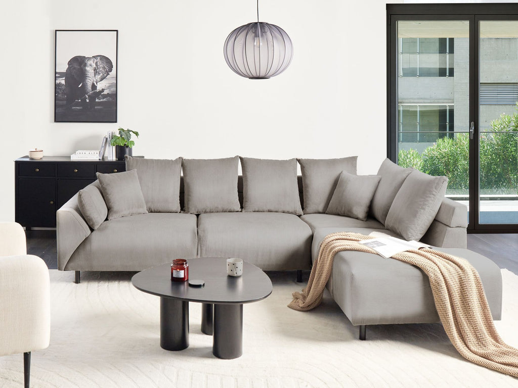 Corner Sofa LUNNER Corduroy Light Grey 4 Seater Left Hand