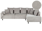 Corner Sofa LUNNER Corduroy Light Grey 4 Seater Left Hand
