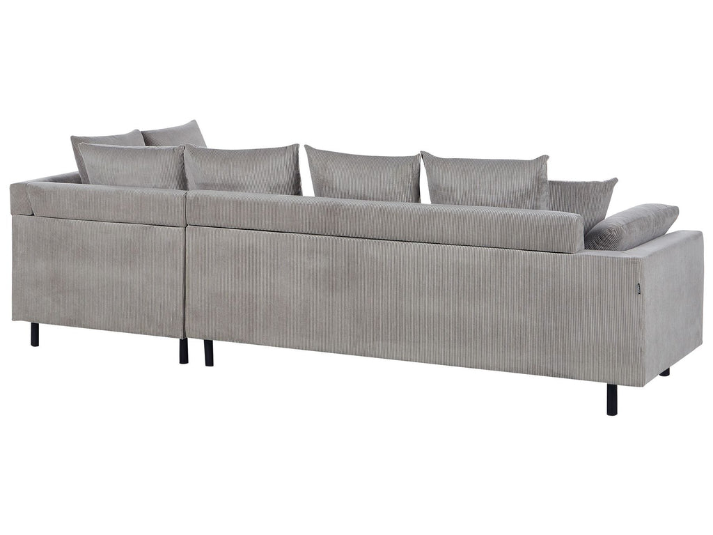 Corner Sofa LUNNER Corduroy Light Grey 4 Seater Left Hand