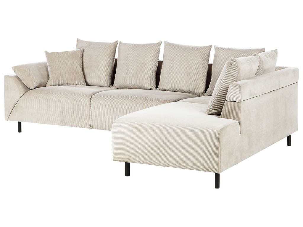 Corner Sofa LUNNER Corduroy Beige 4 Seater Left Hand