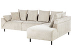 Corner Sofa LUNNER Corduroy Beige 4 Seater Left Hand