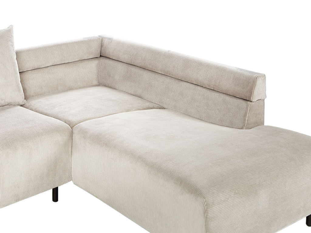 Corner Sofa LUNNER Corduroy Beige 4 Seater Left Hand