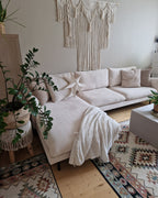 Corner Sofa VINTERBRO Velvet Light Beige 4 Seater Right Hand
