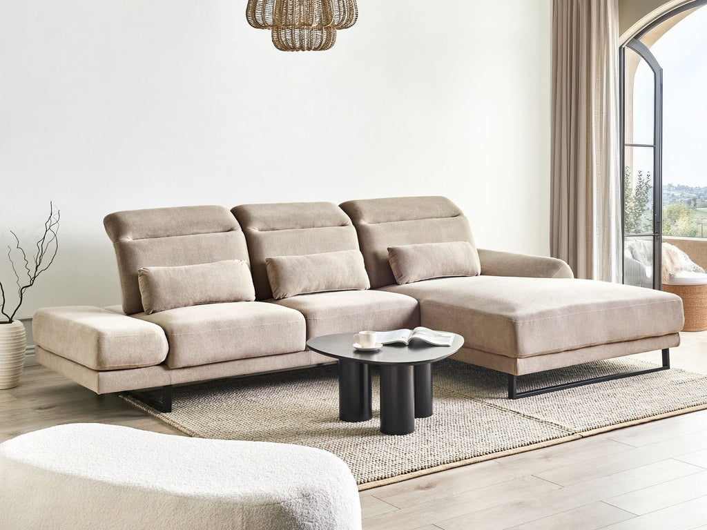 Corner Sofa IKAST  Fabric Taupe 4 Seater Left Hand