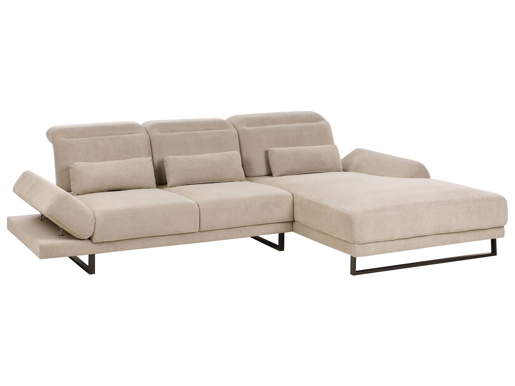 Corner Sofa IKAST  Fabric Taupe 4 Seater Left Hand