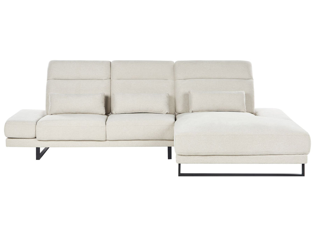 Corner Sofa IKAST  Fabric Light Beige 4 Seater Left Hand