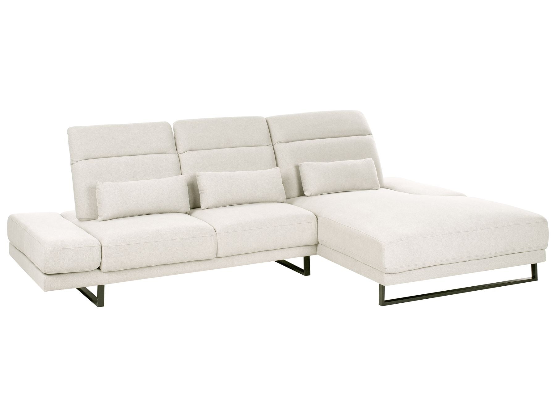 Corner Sofa IKAST  Fabric Light Beige 4 Seater Left Hand