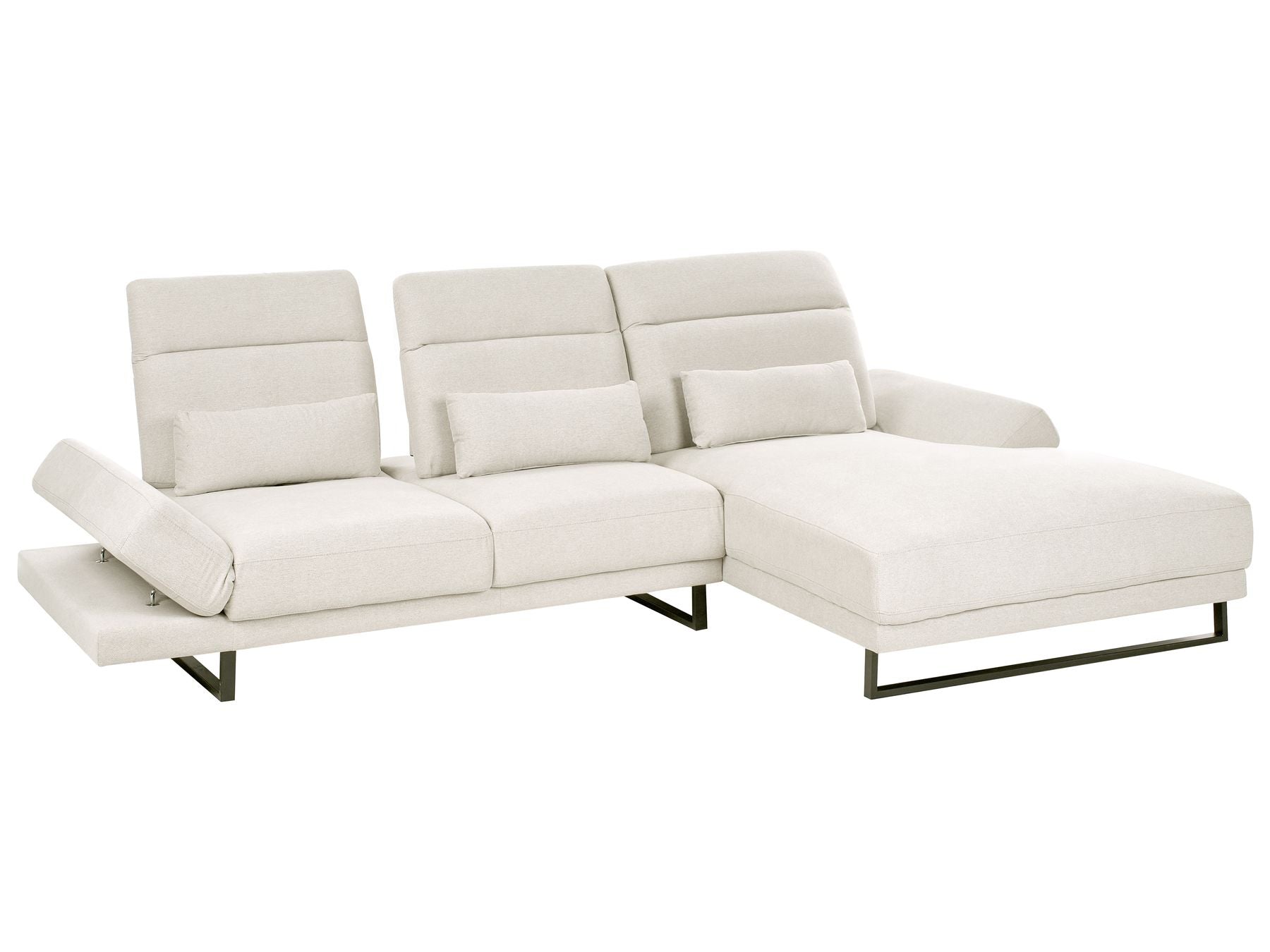 Corner Sofa IKAST  Fabric Light Beige 4 Seater Left Hand