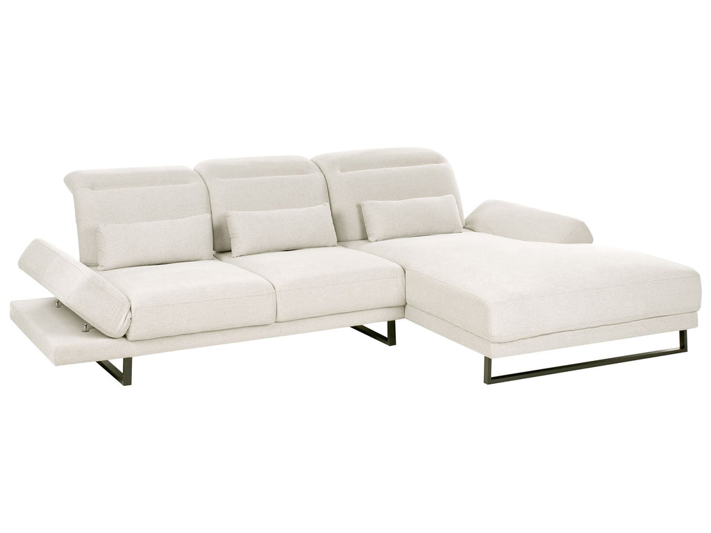 Corner Sofa IKAST  Fabric Light Beige 4 Seater Left Hand
