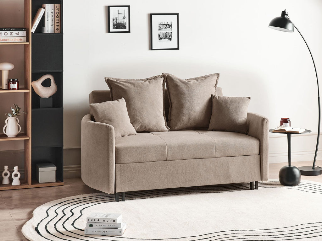 Sofa Bed HOVIN Fabric Taupe 2 Seater