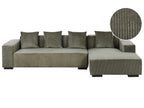 Corner Sofa LUNGO Corduroy Green 4 Seater Left Hand