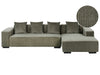 Corner Sofa Corduroy Green 4 Seater Left Hand