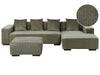 Corner Sofa Corduroy Green with Ottoman 4 Seater Left Hand