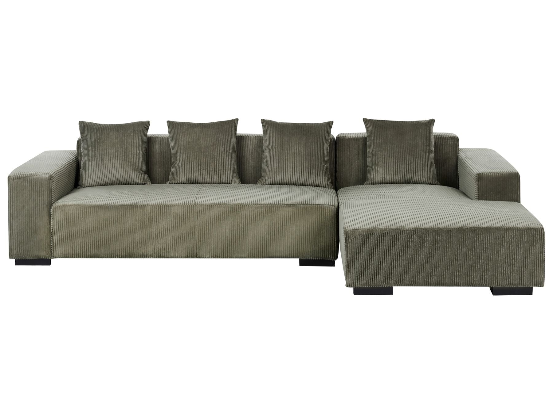 Corner Sofa LUNGO Corduroy Green 4 Seater Left Hand