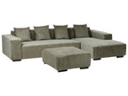 Corner Sofa LUNGO Corduroy Green with Ottoman 4 Seater Left Hand