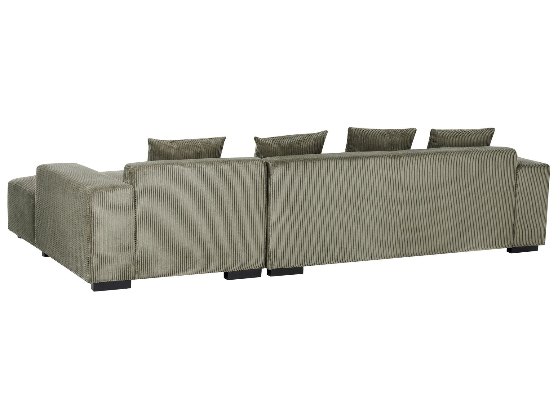 Corner Sofa LUNGO Corduroy Green 4 Seater Left Hand