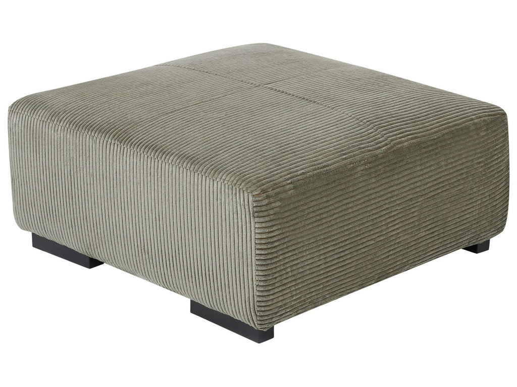 Corner Sofa LUNGO Corduroy Green with Ottoman 4 Seater Left Hand