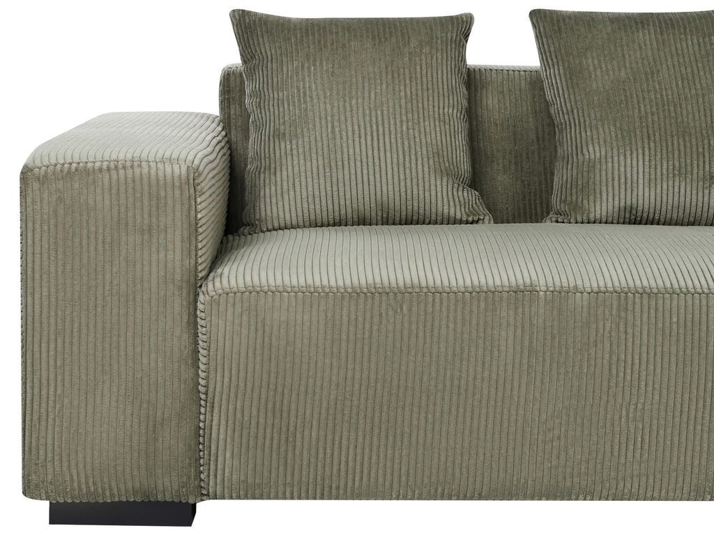 Corner Sofa LUNGO Corduroy Green 4 Seater Left Hand