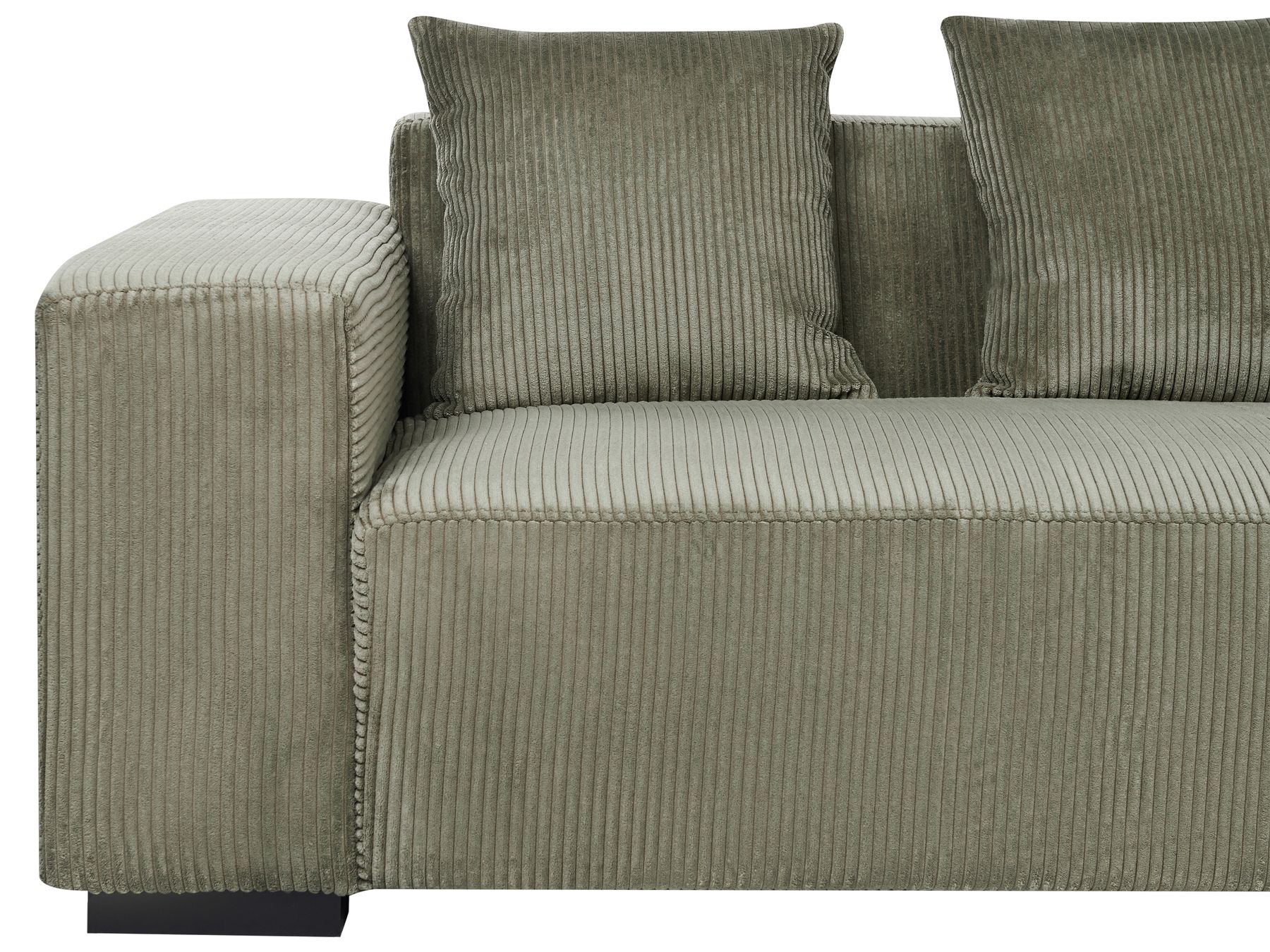 Corner Sofa LUNGO Corduroy Green 4 Seater Left Hand