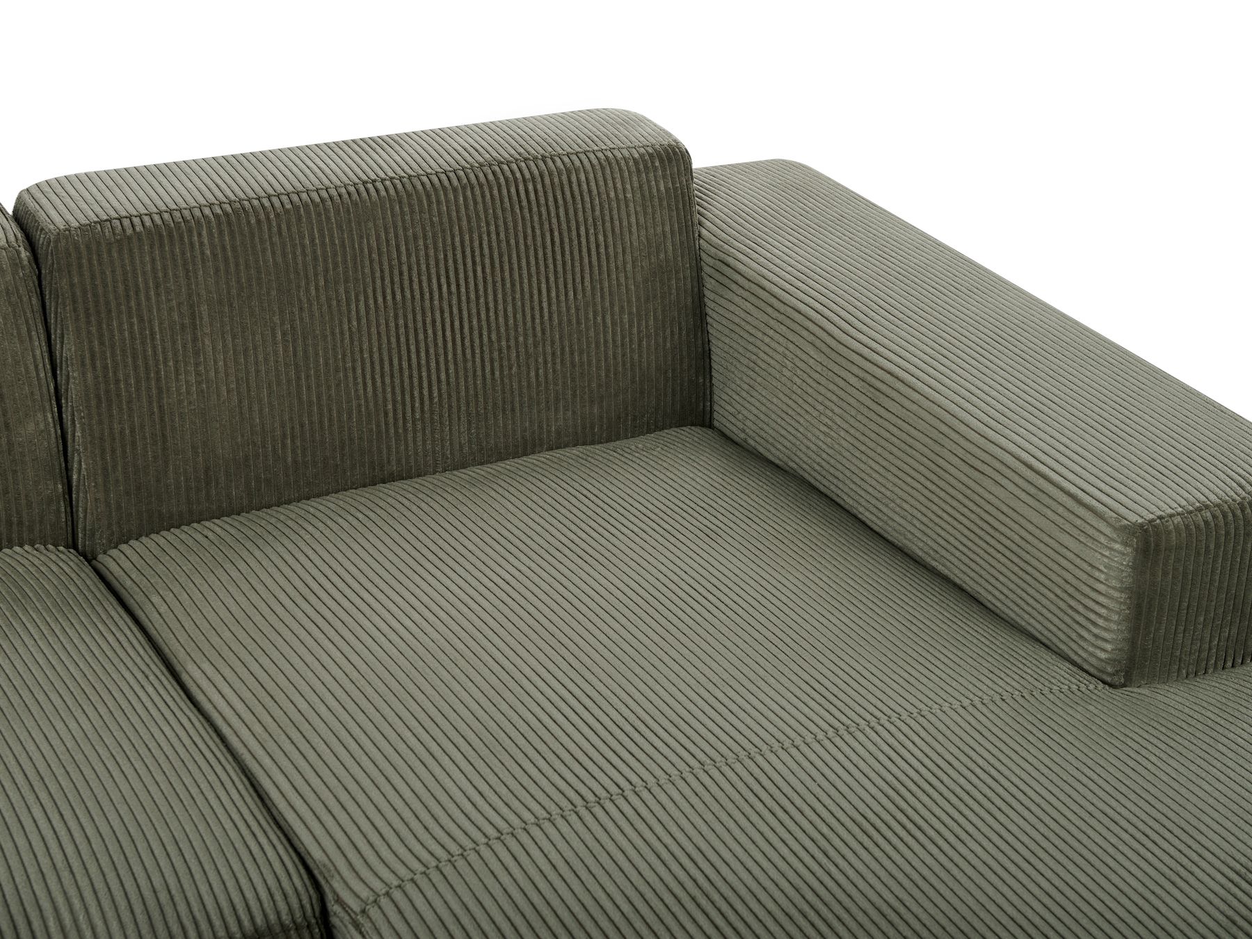 Corner Sofa LUNGO Corduroy Green 4 Seater Left Hand