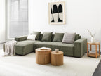 Corner Sofa LUNGO Corduroy Green 4 Seater Right Hand