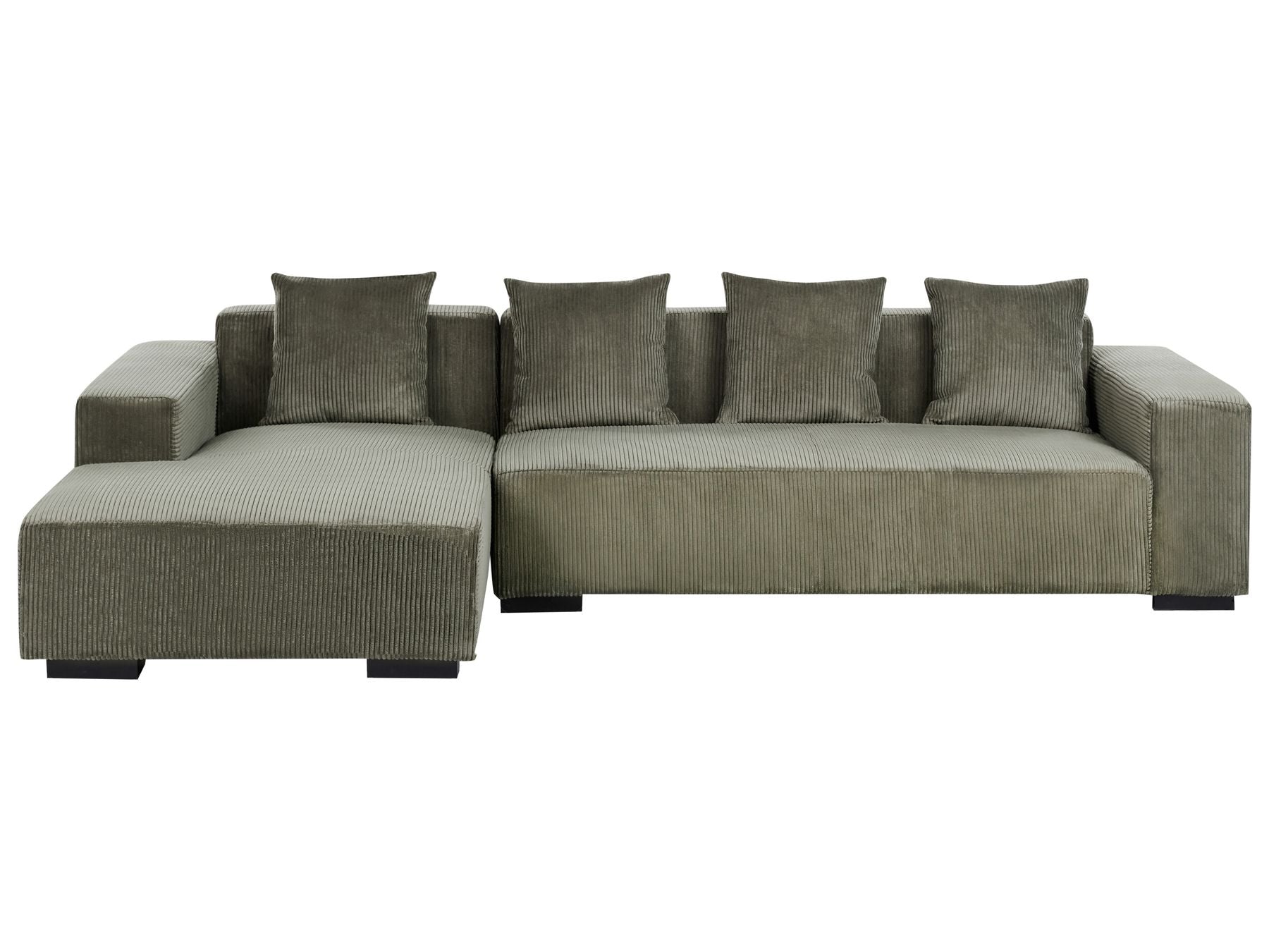 Corner Sofa LUNGO Corduroy Green 4 Seater Right Hand