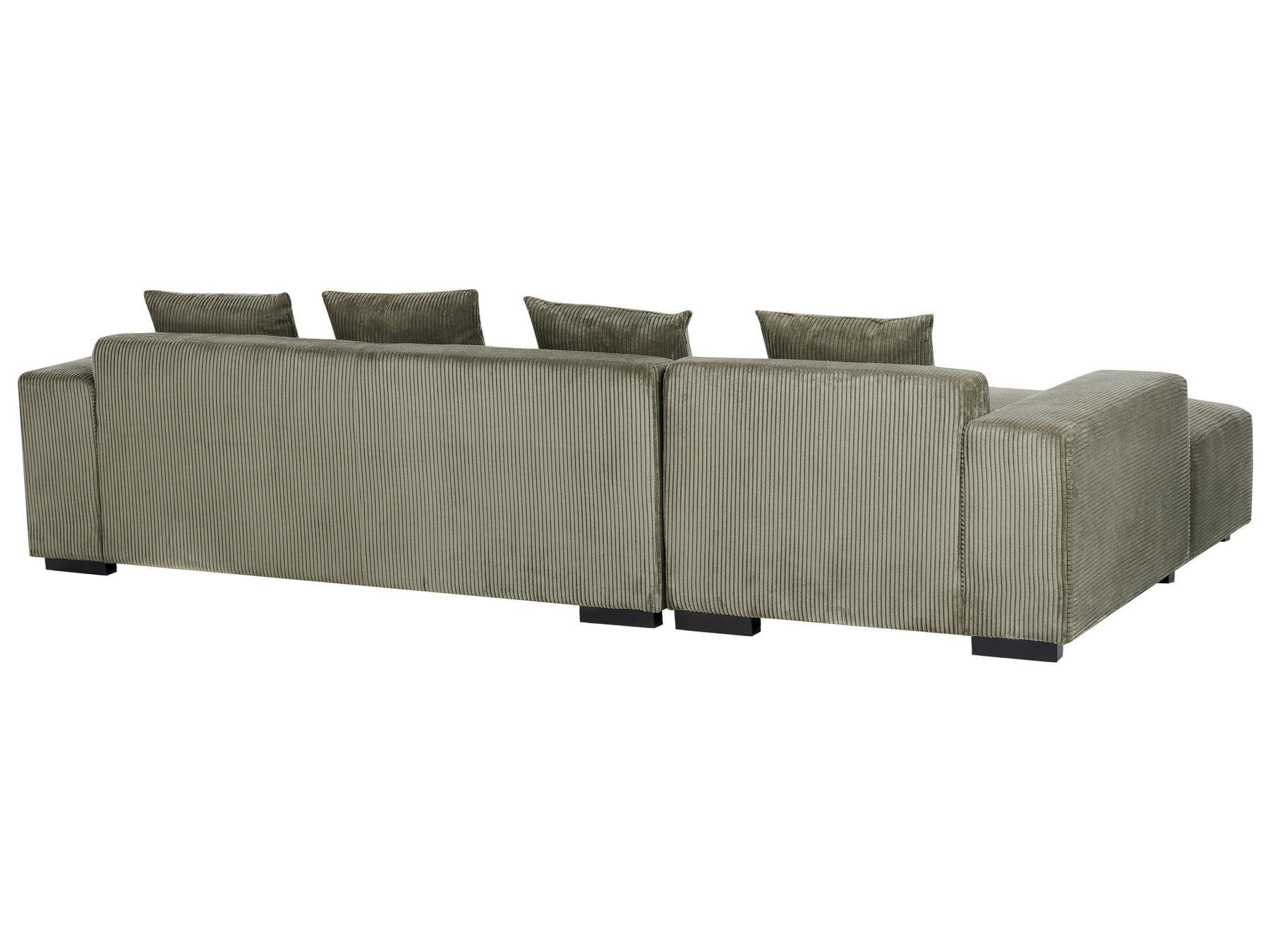 Corner Sofa LUNGO Corduroy Green 4 Seater Right Hand