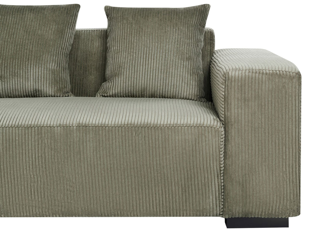 Corner Sofa LUNGO Corduroy Green 4 Seater Right Hand