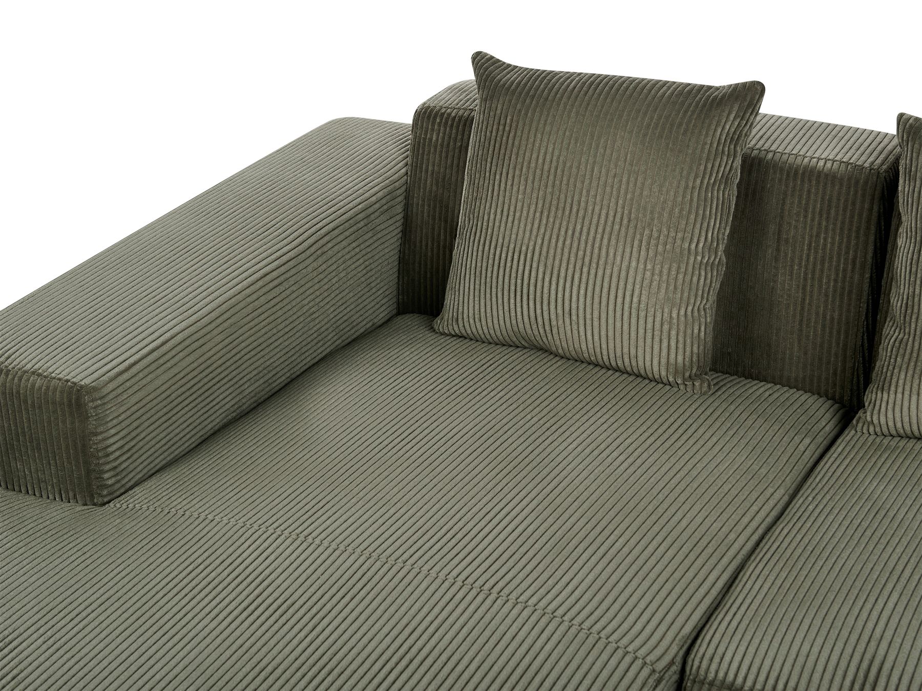 Corner Sofa LUNGO Corduroy Green 4 Seater Right Hand