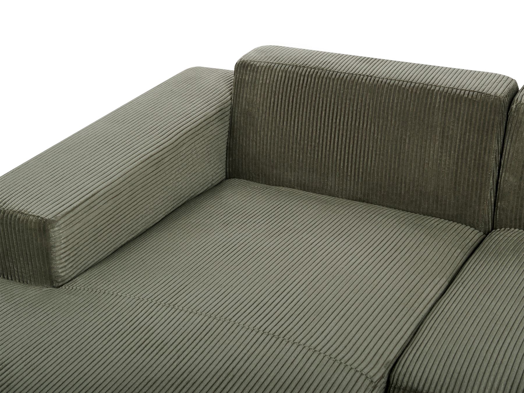 Corner Sofa LUNGO Corduroy Green 4 Seater Right Hand
