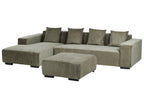 Corner Sofa LUNGO Corduroy Green with Ottoman 4 Seater Right Hand